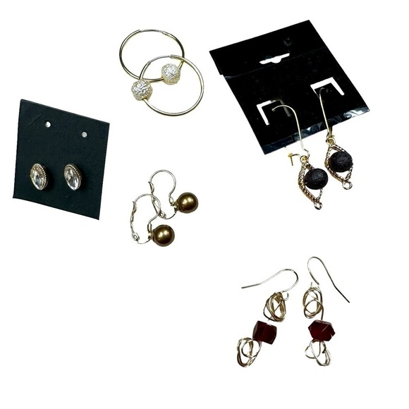 Five Pair Beautiful Dangle, Hoop, Stud Pierced Earrings - Picture 1 of 11